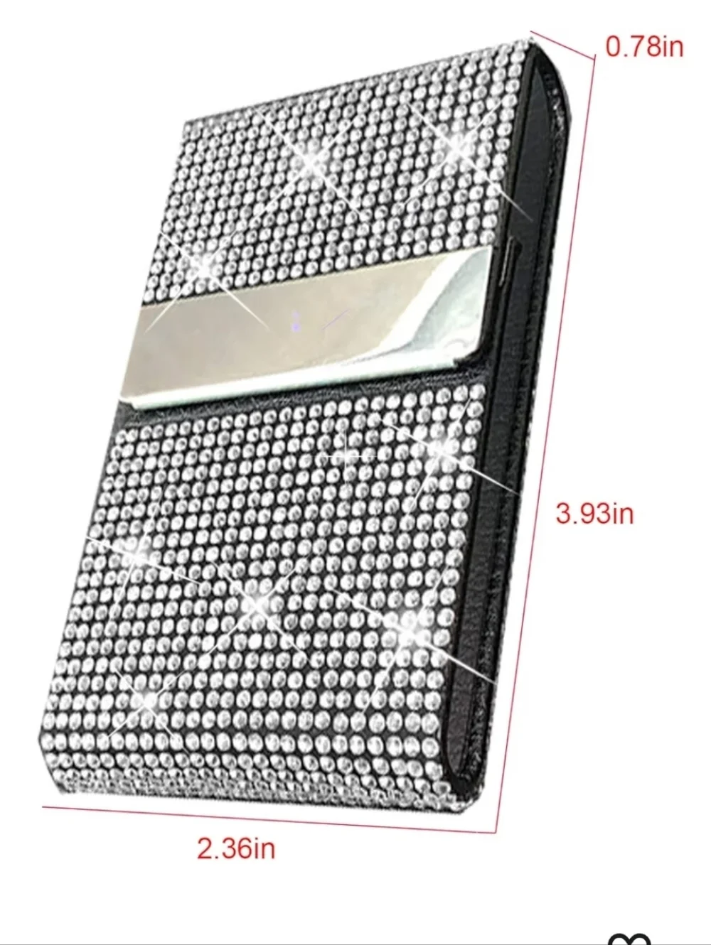 Silver Bling Card Holder Wallet Case